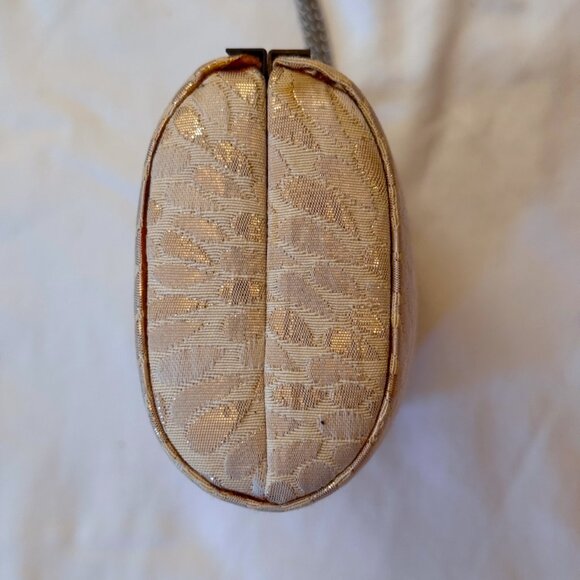 David's Bridal Cream Gold brocade short sleeveless formal Sz 6 with purse - Picture 15 of 16